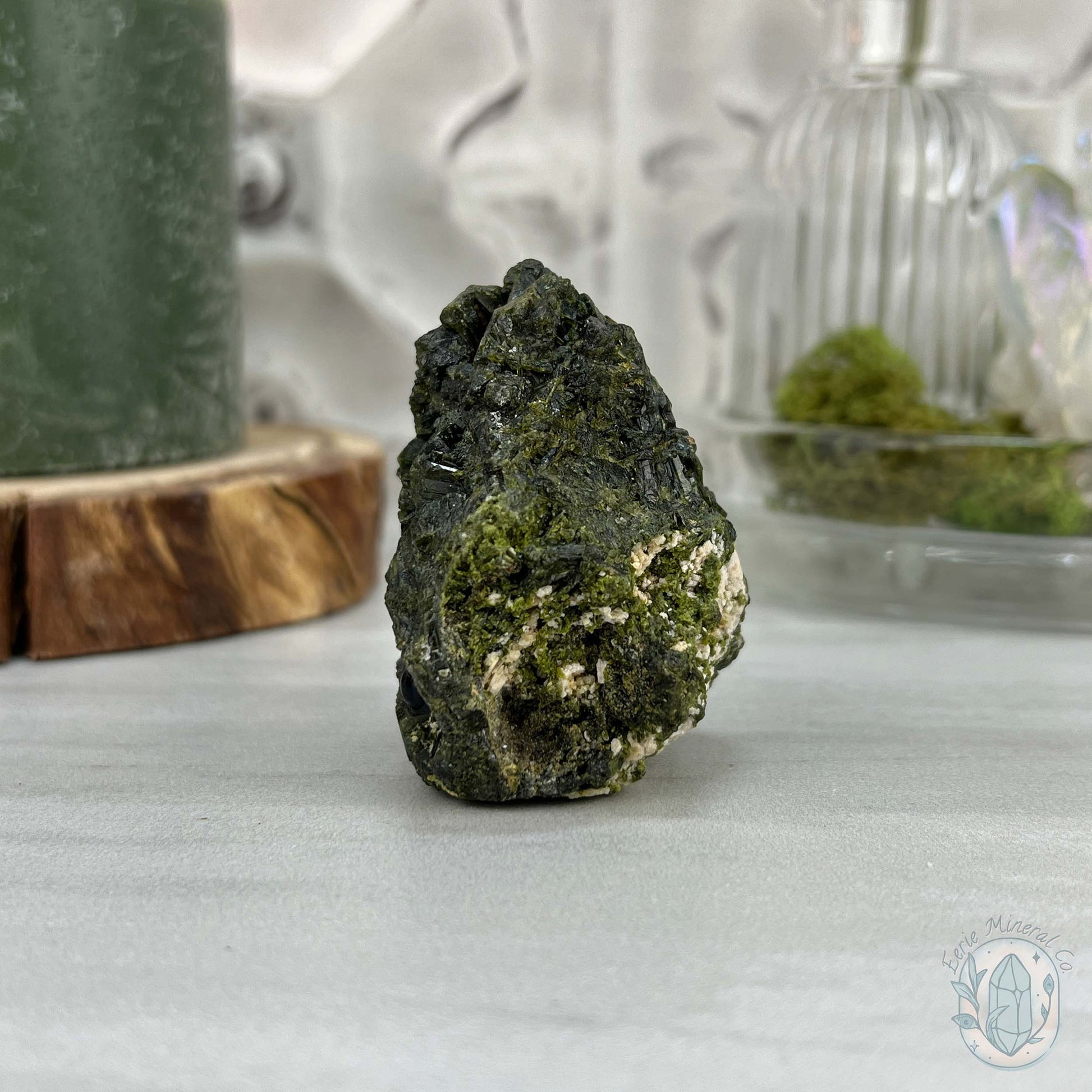 Raw Green Tourmaline Pet Rock Specimen