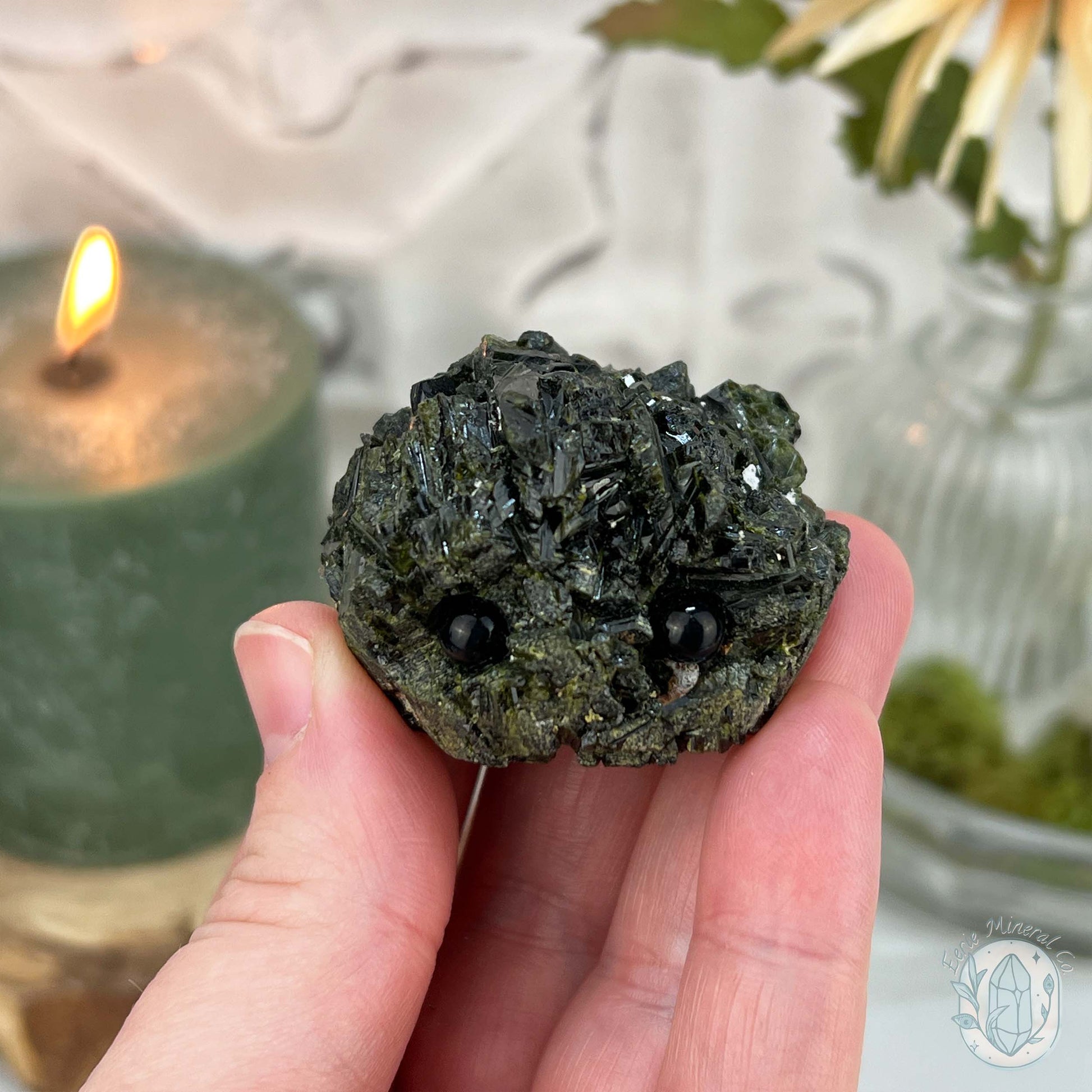 Raw Green Tourmaline Pet Rock Specimen