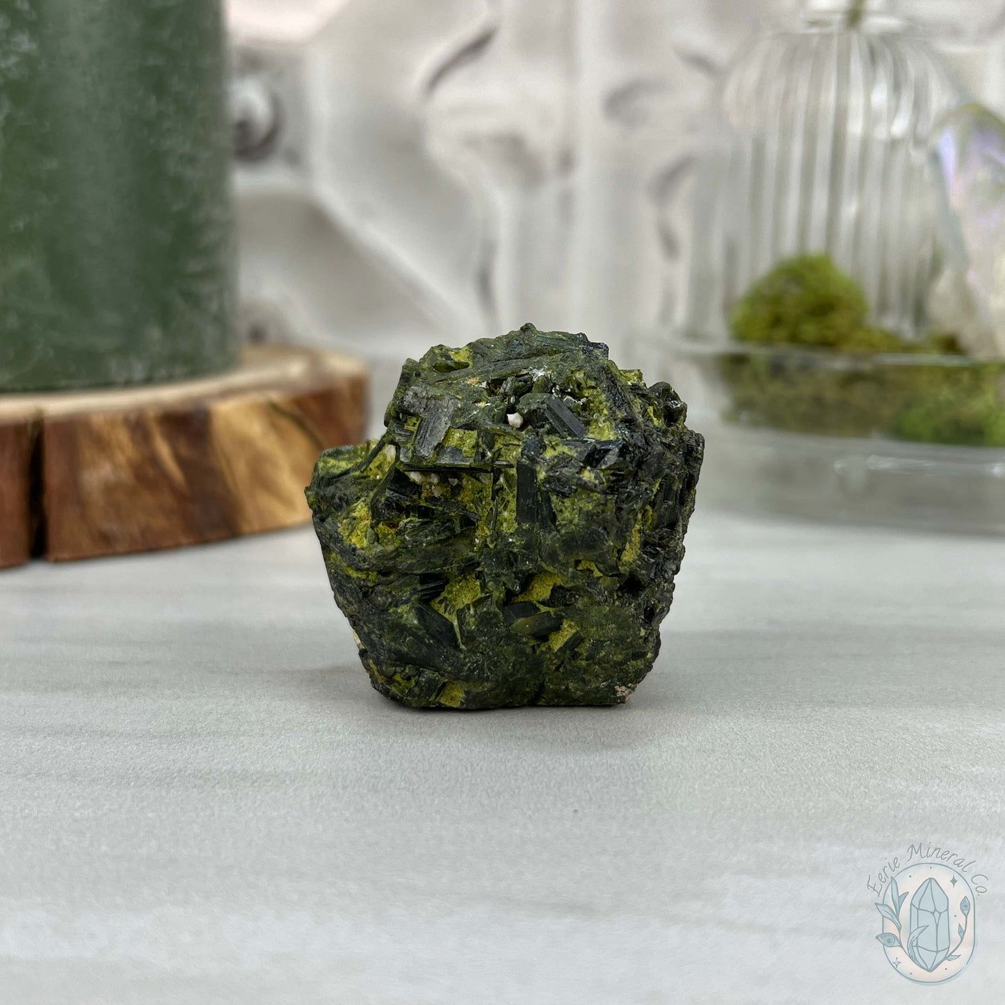 Raw Green Tourmaline Pet Rock Specimen
