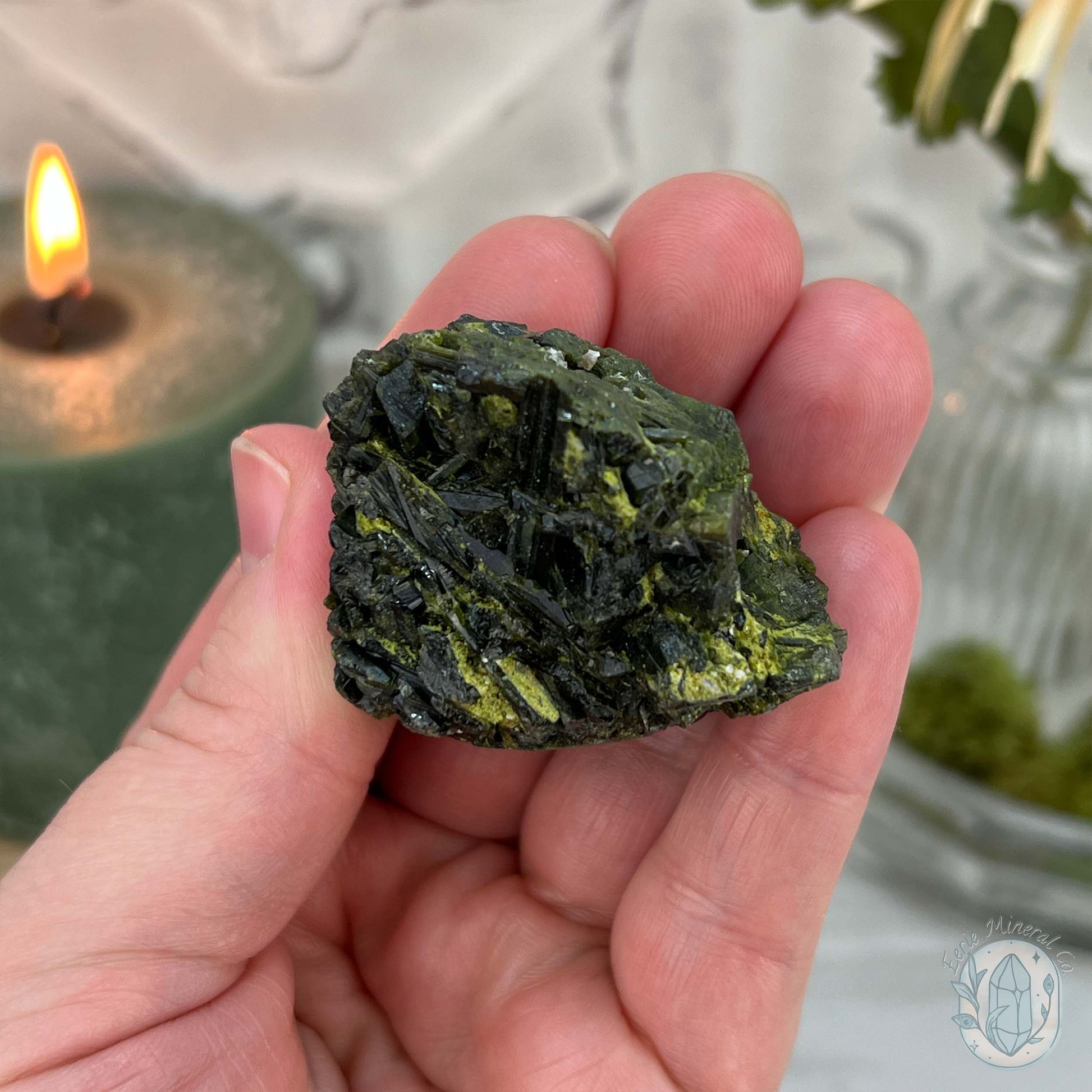Raw Green Tourmaline Pet Rock Specimen