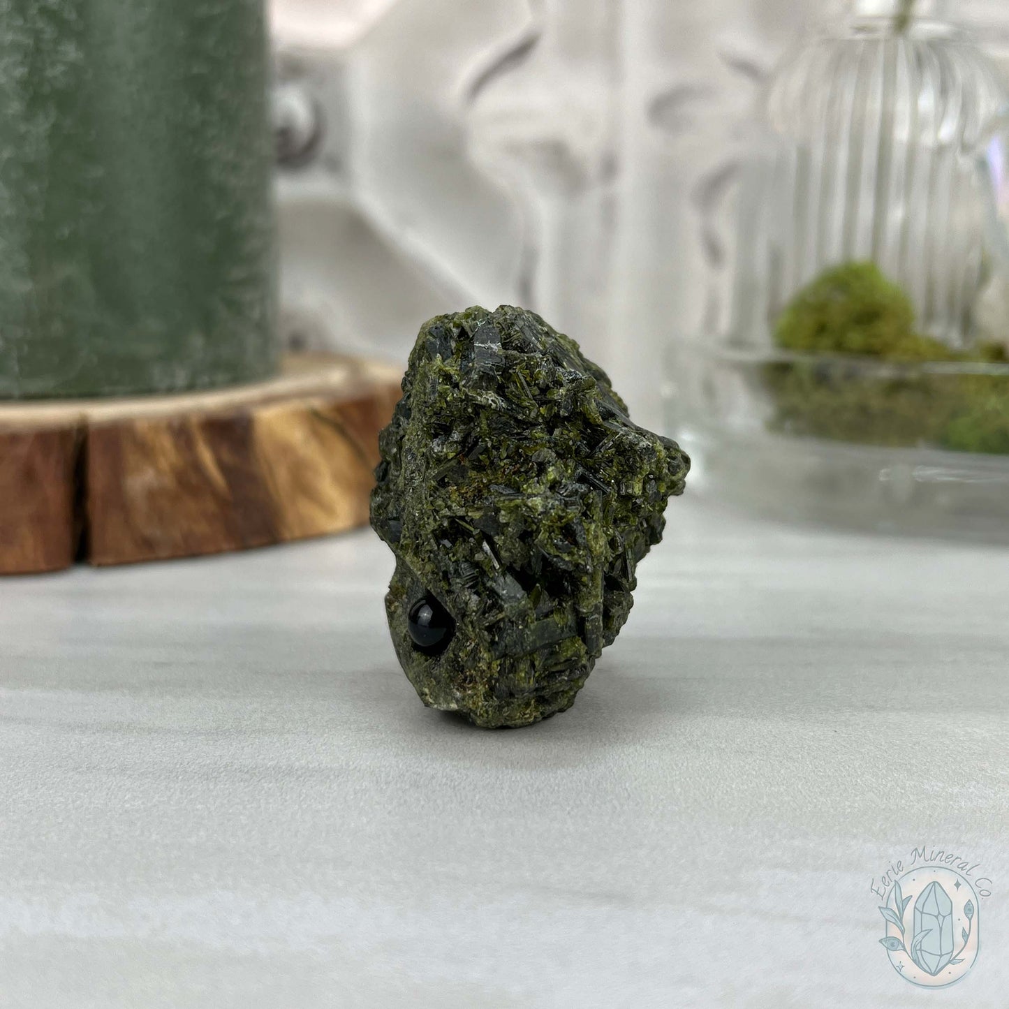 Raw Green Tourmaline Pet Rock Specimen