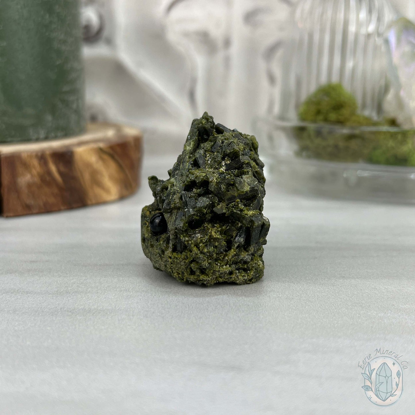 Raw Green Tourmaline Pet Rock Specimen