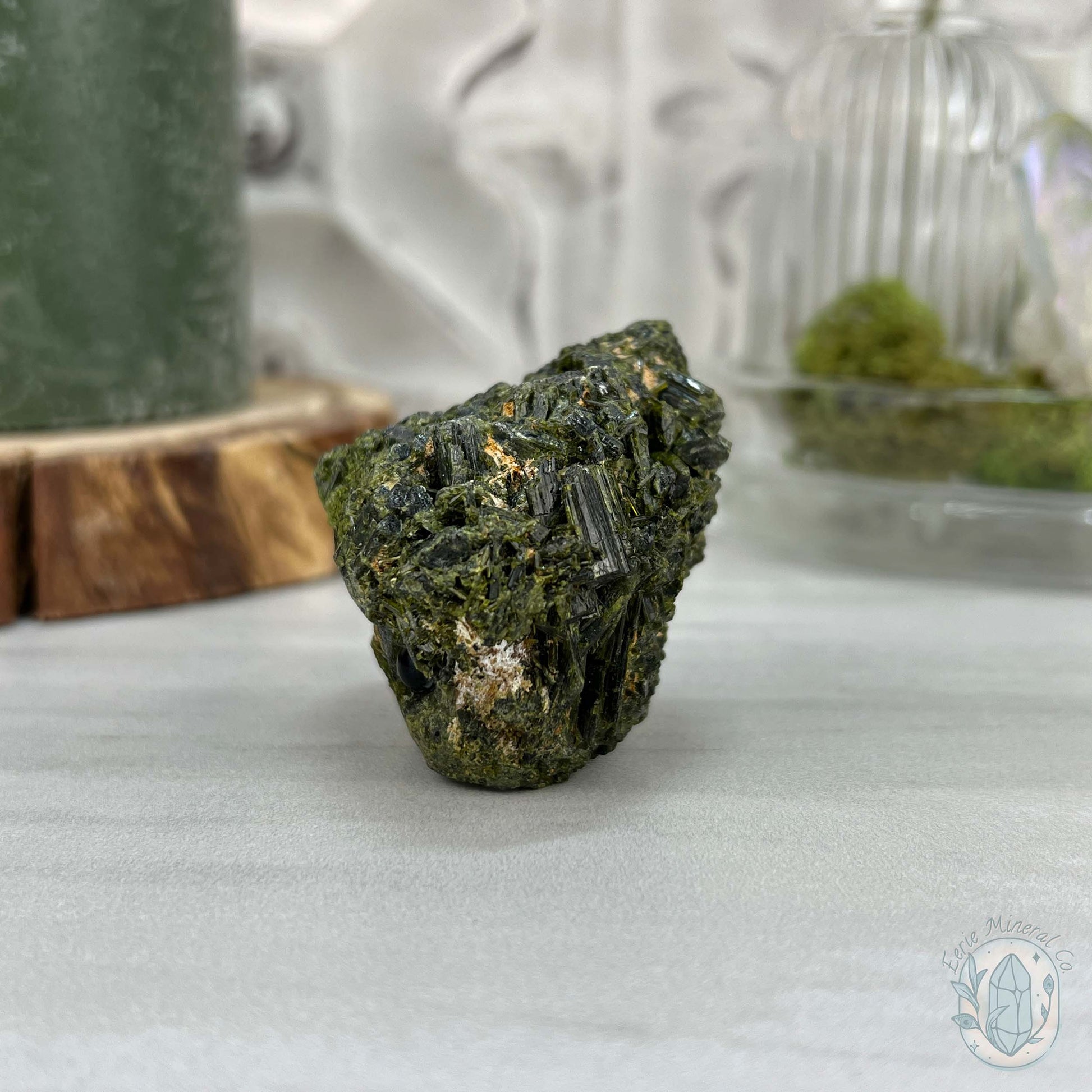 Raw Green Tourmaline Pet Rock Specimen