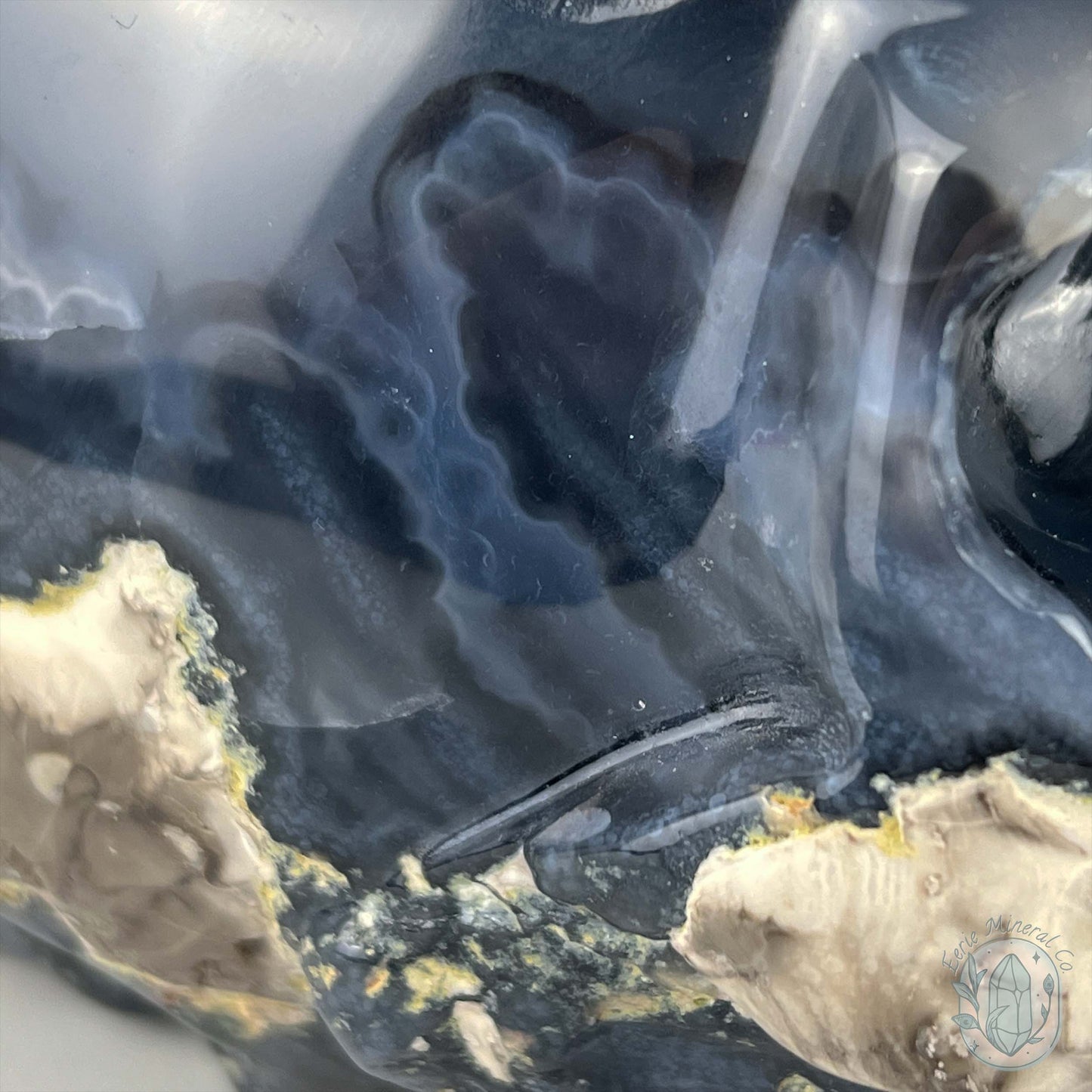 Large Green UV Reactive Agate Skull Carving