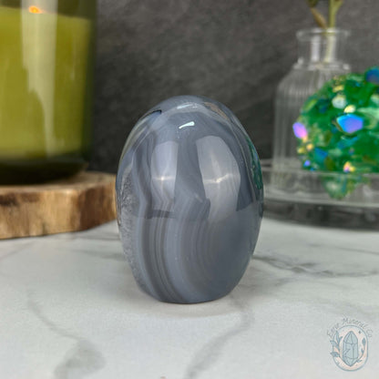 3" Polished Green UV Reactive Agate Skull Carving