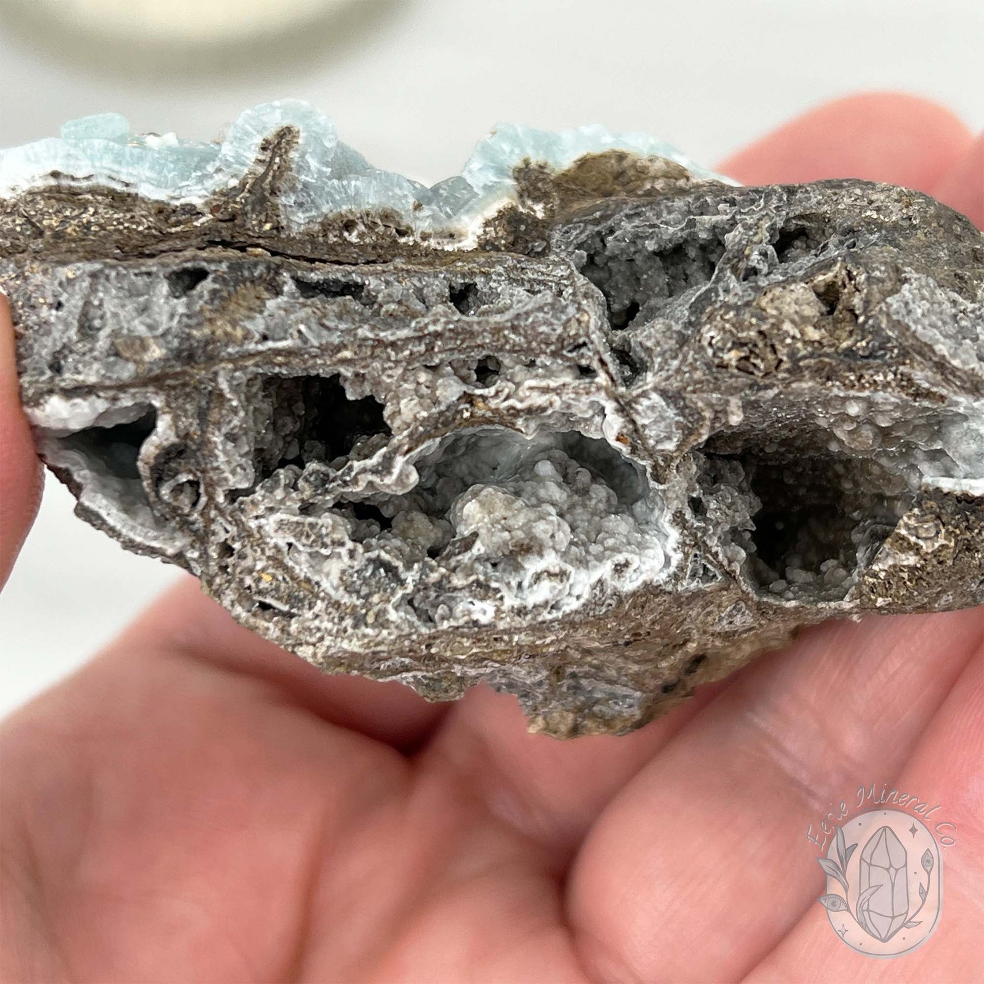 Ocean Blue Hemimorphite on Druzy Matrix Specimen