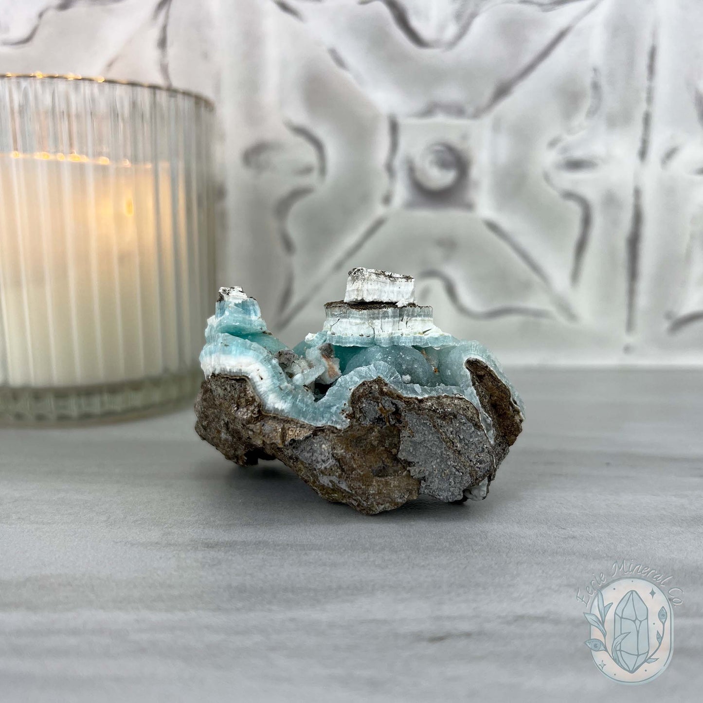 Ocean Blue Hemimorphite on Druzy Matrix Specimen