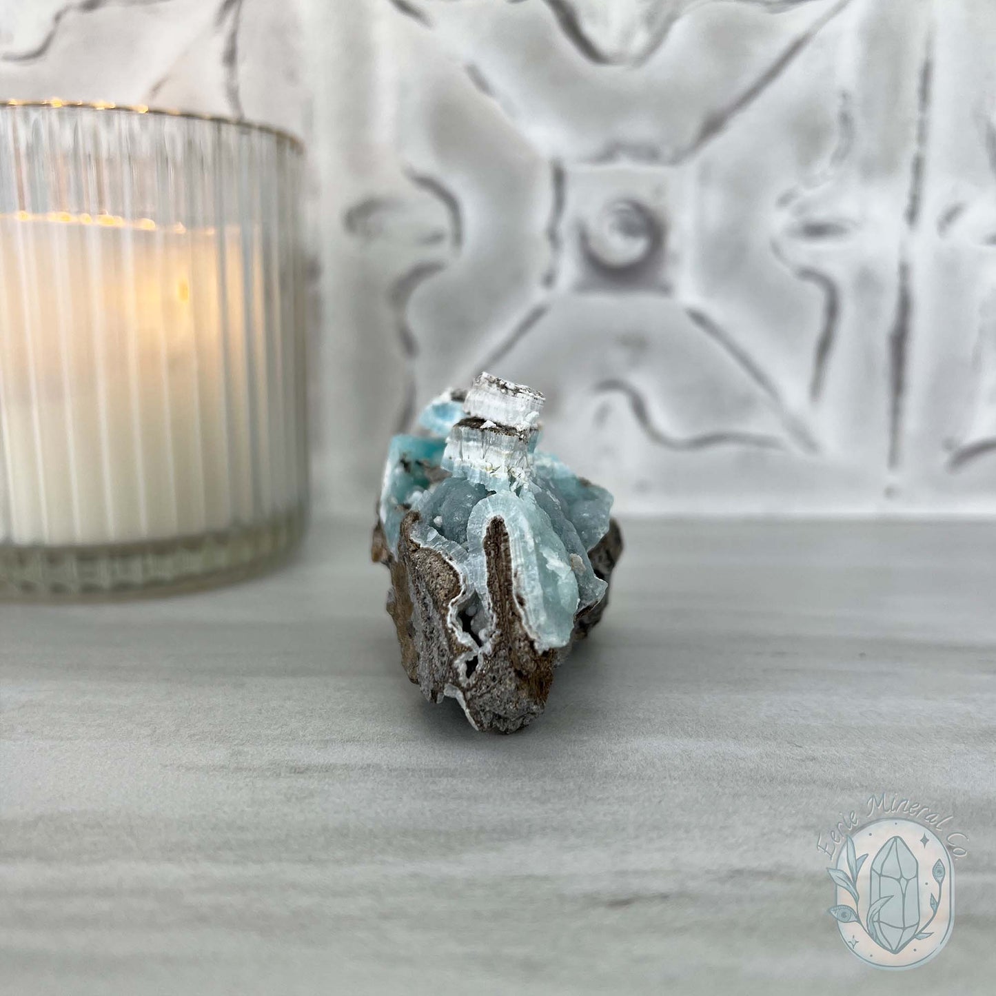 Ocean Blue Hemimorphite on Druzy Matrix Specimen