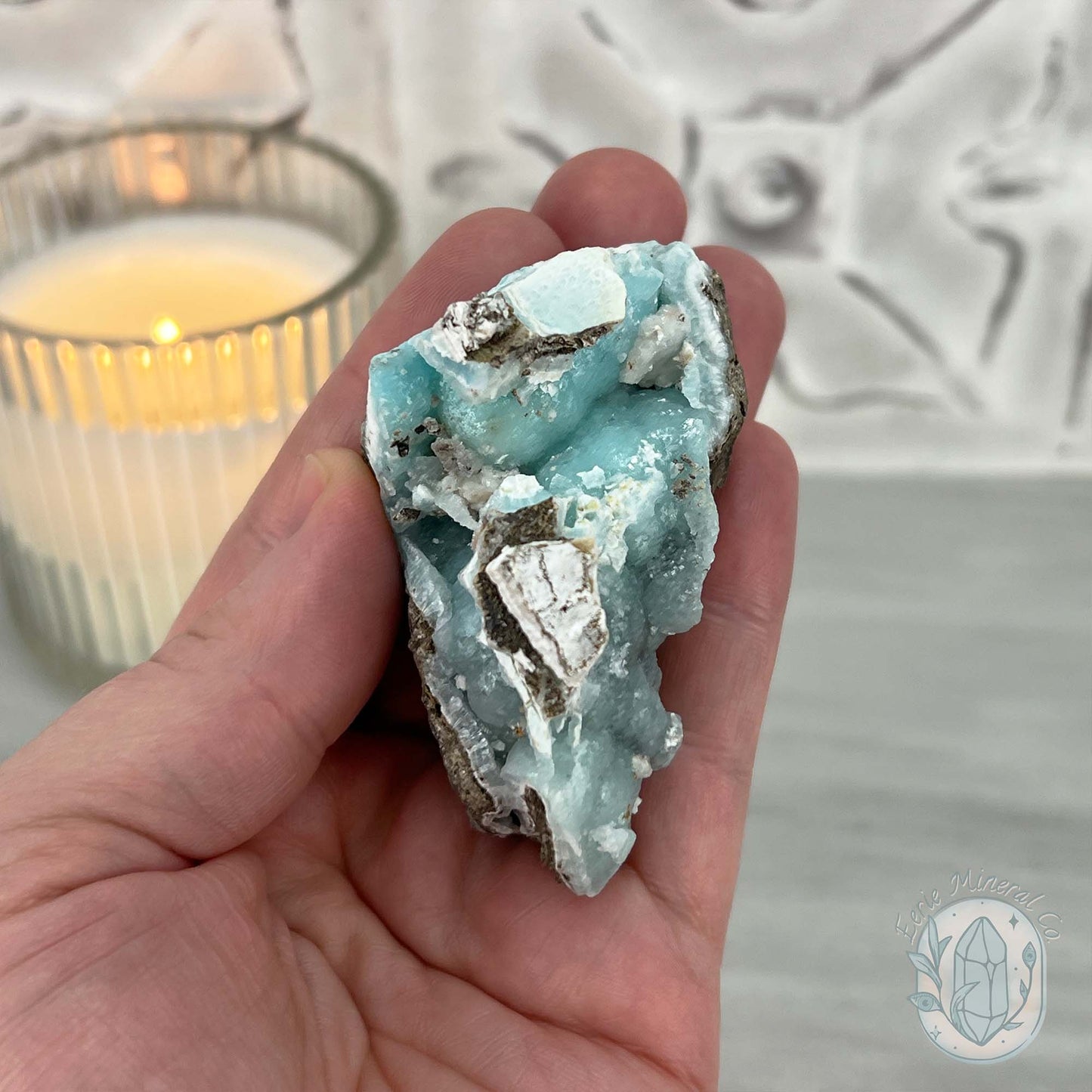 Ocean Blue Hemimorphite on Druzy Matrix Specimen