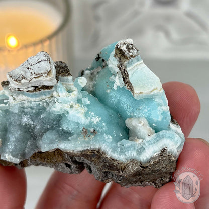 Ocean Blue Hemimorphite on Druzy Matrix Specimen