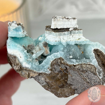 Ocean Blue Hemimorphite on Druzy Matrix Specimen