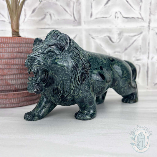 Polished Kambaba Jasper Lion Carving