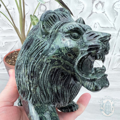 Polished Kambaba Jasper Lion Carving