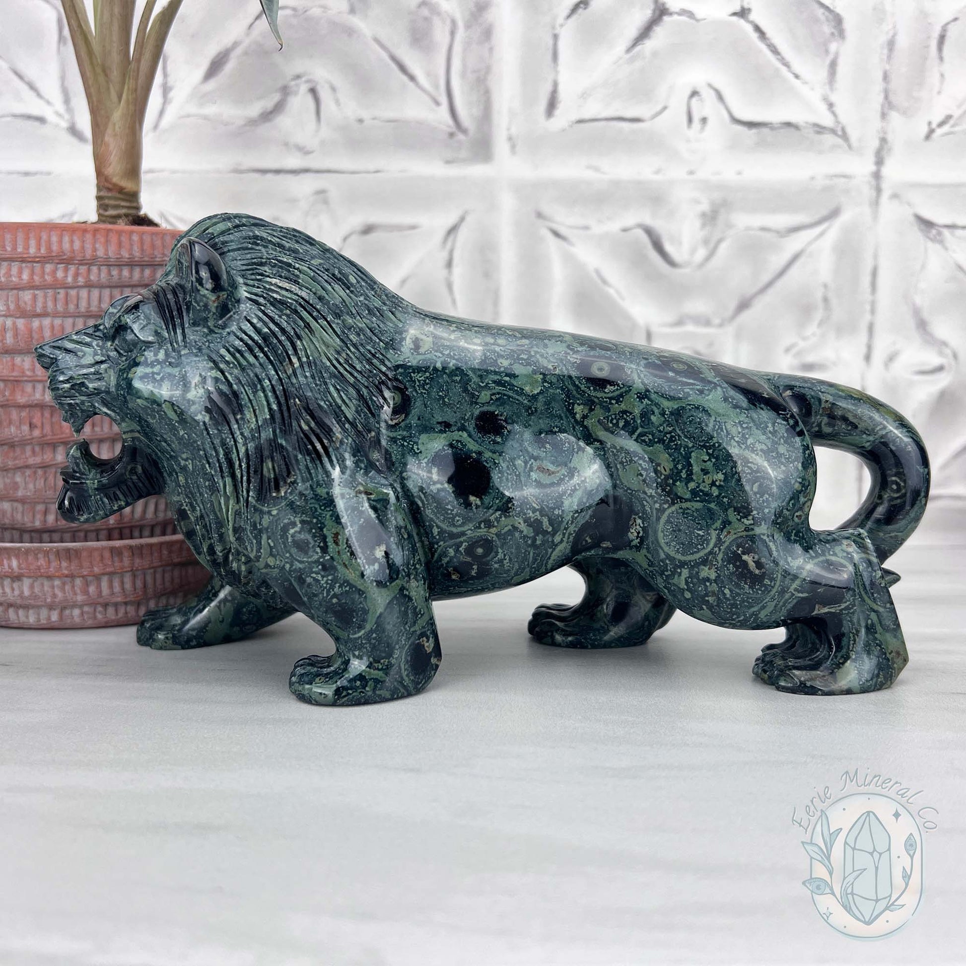 Polished Kambaba Jasper Lion Carving