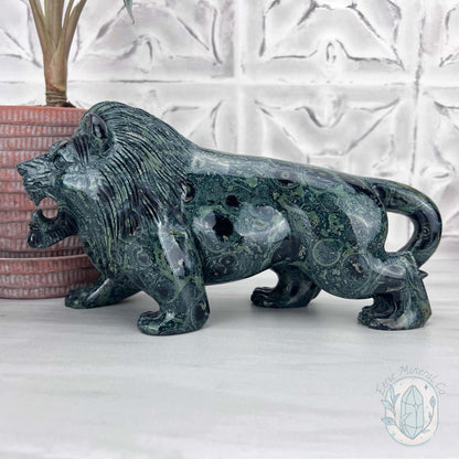 Polished Kambaba Jasper Lion Carving