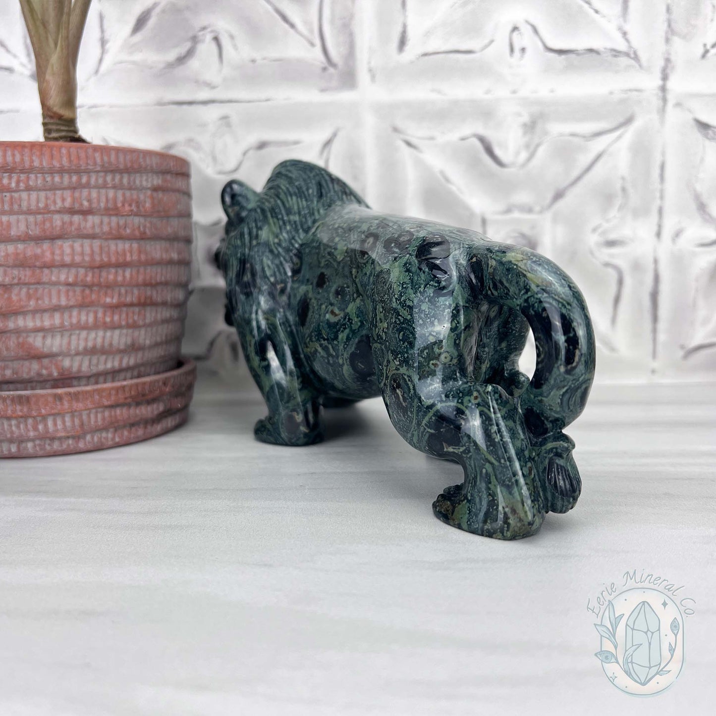 Polished Kambaba Jasper Lion Carving