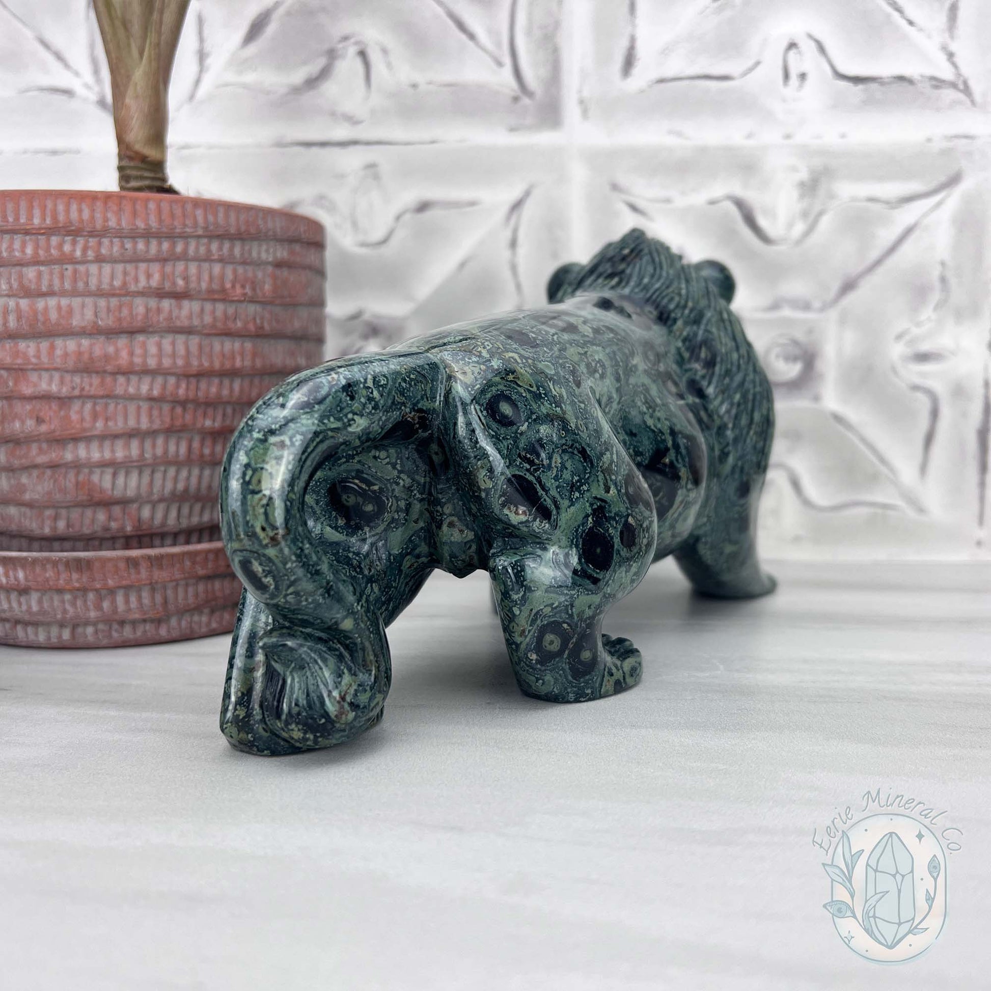 Polished Kambaba Jasper Lion Carving