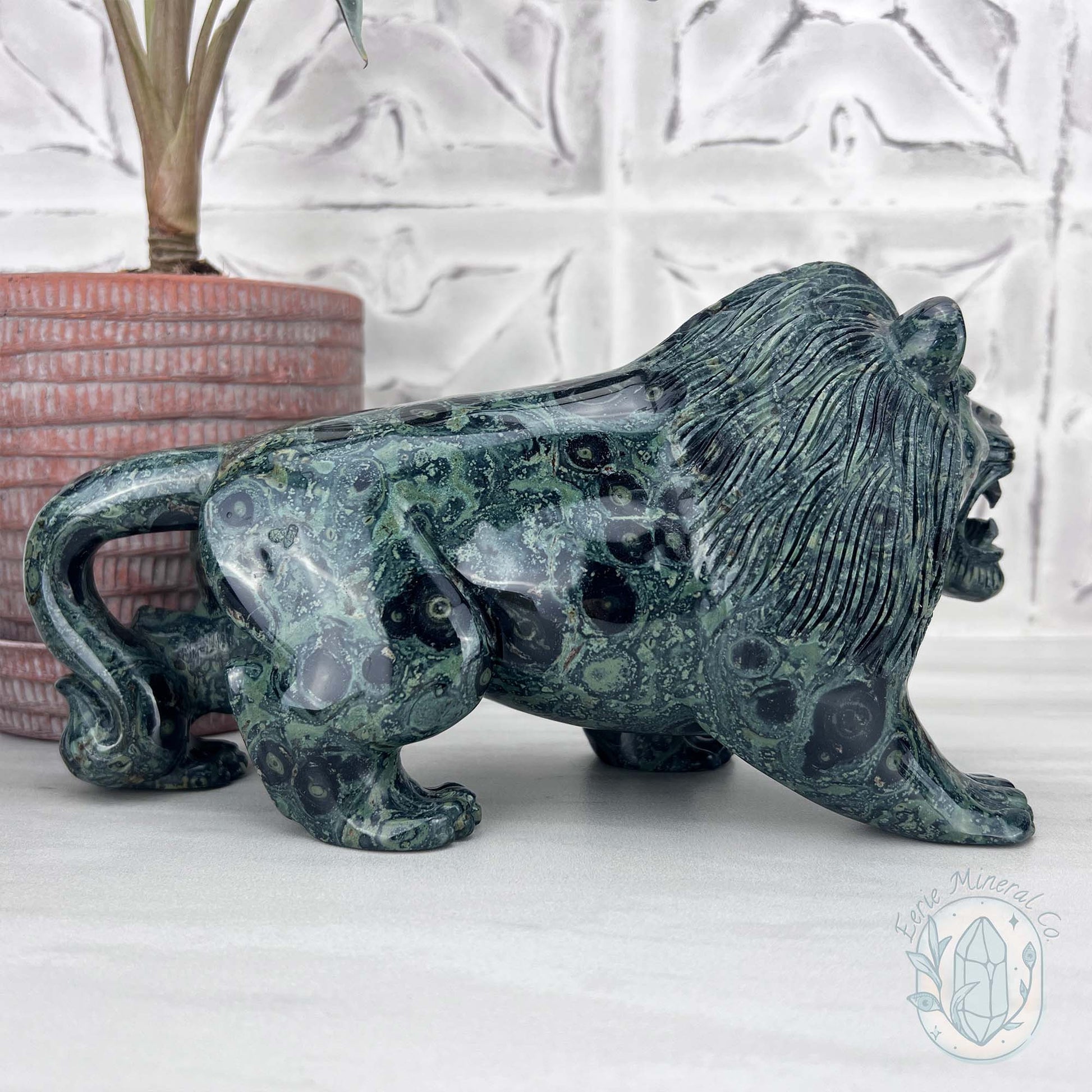 Polished Kambaba Jasper Lion Carving