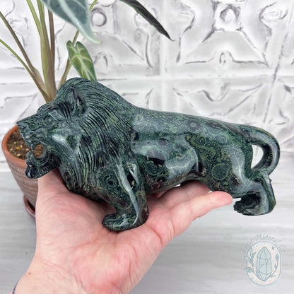 Polished Kambaba Jasper Lion Carving