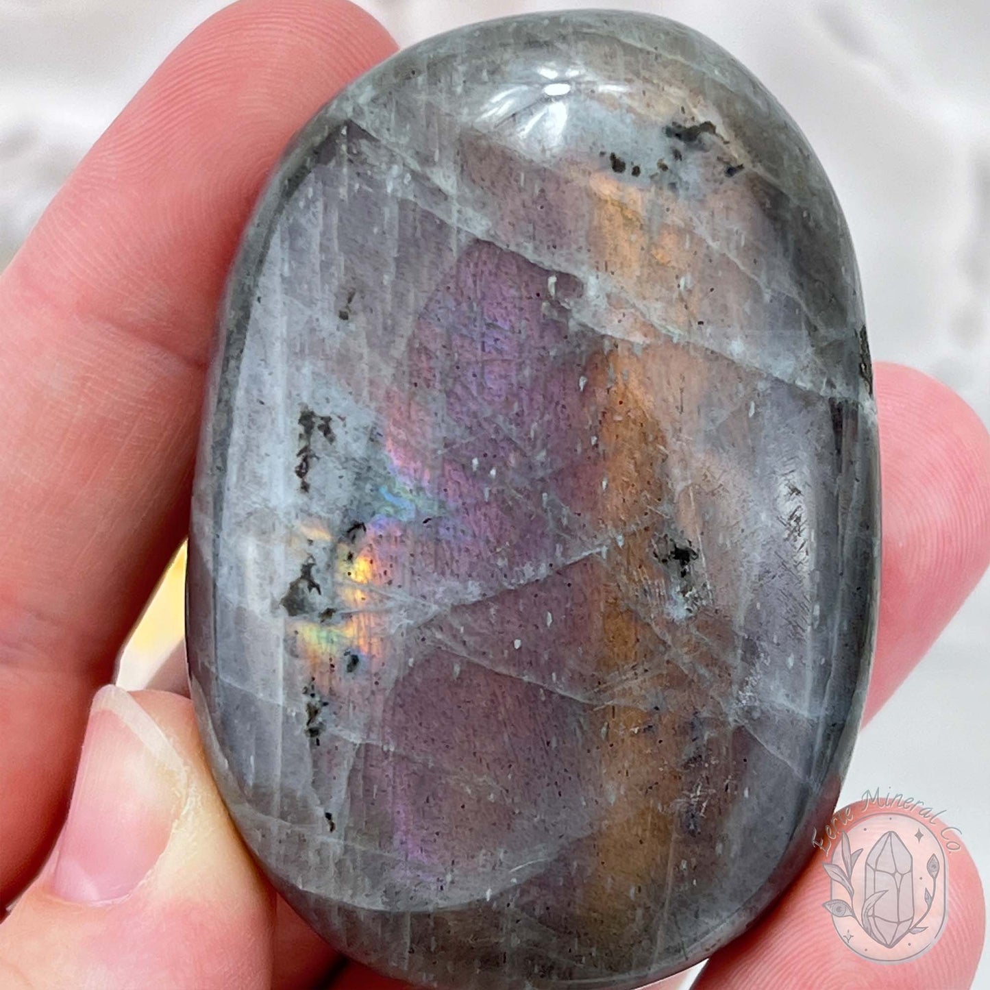 Purple and Gold Flash Labradorite Palmstone