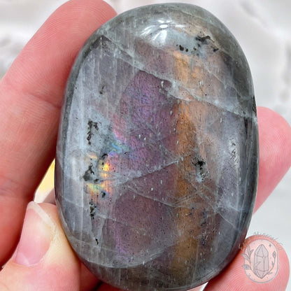 Purple and Gold Flash Labradorite Palmstone