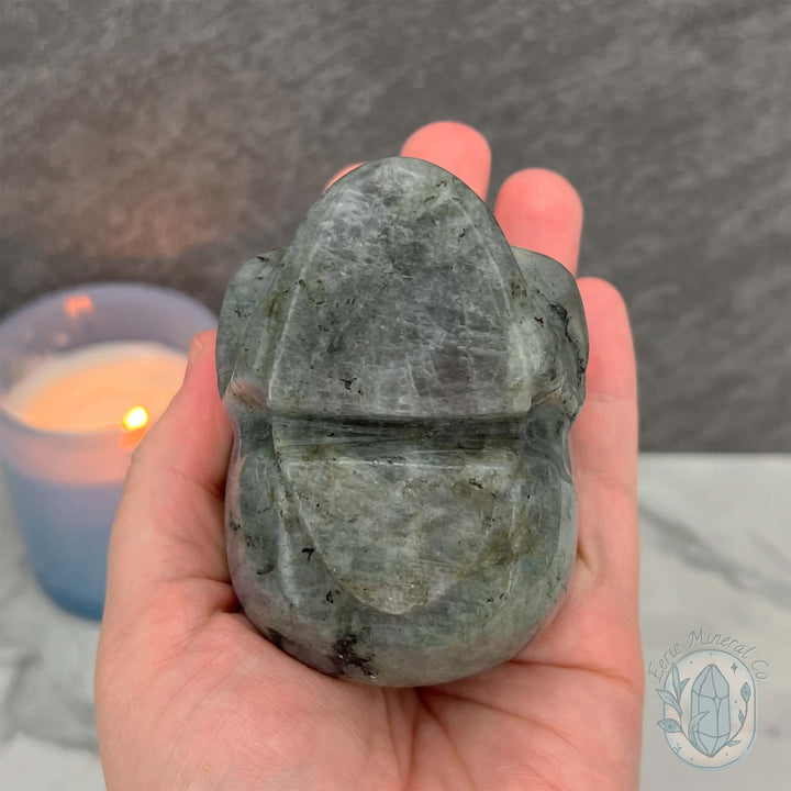 Blue Flash Labradorite Human Skull Carving