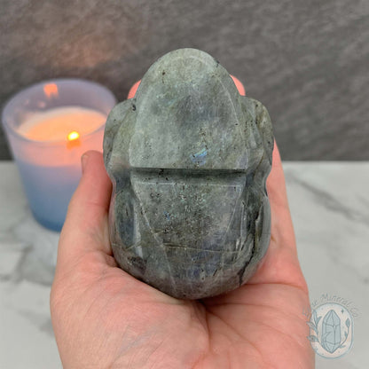 Blue Flash Labradorite Human Skull Carving