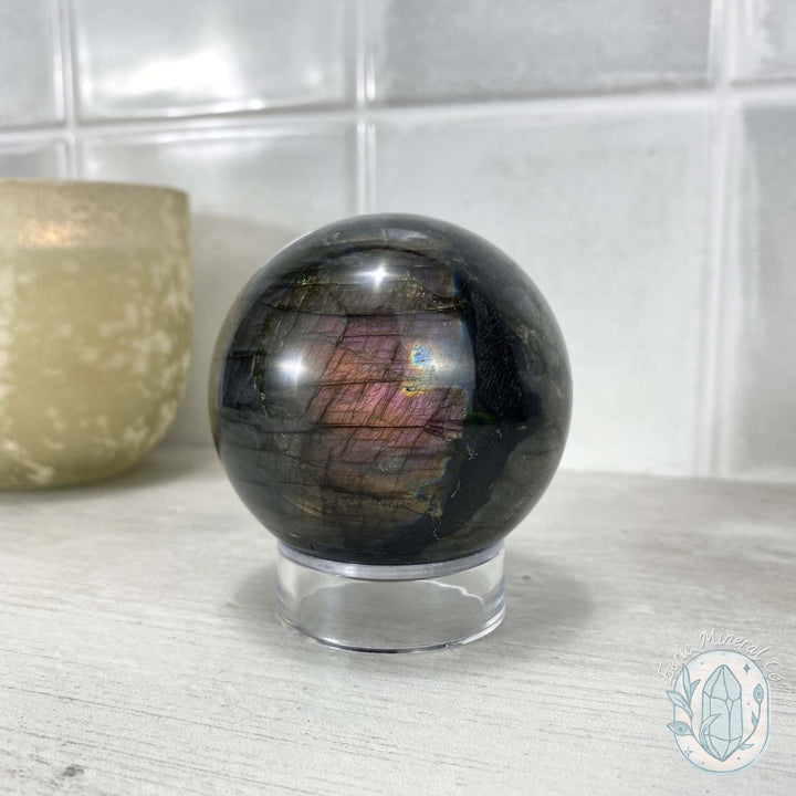 Polished Purple Flash Labradorite Sphere