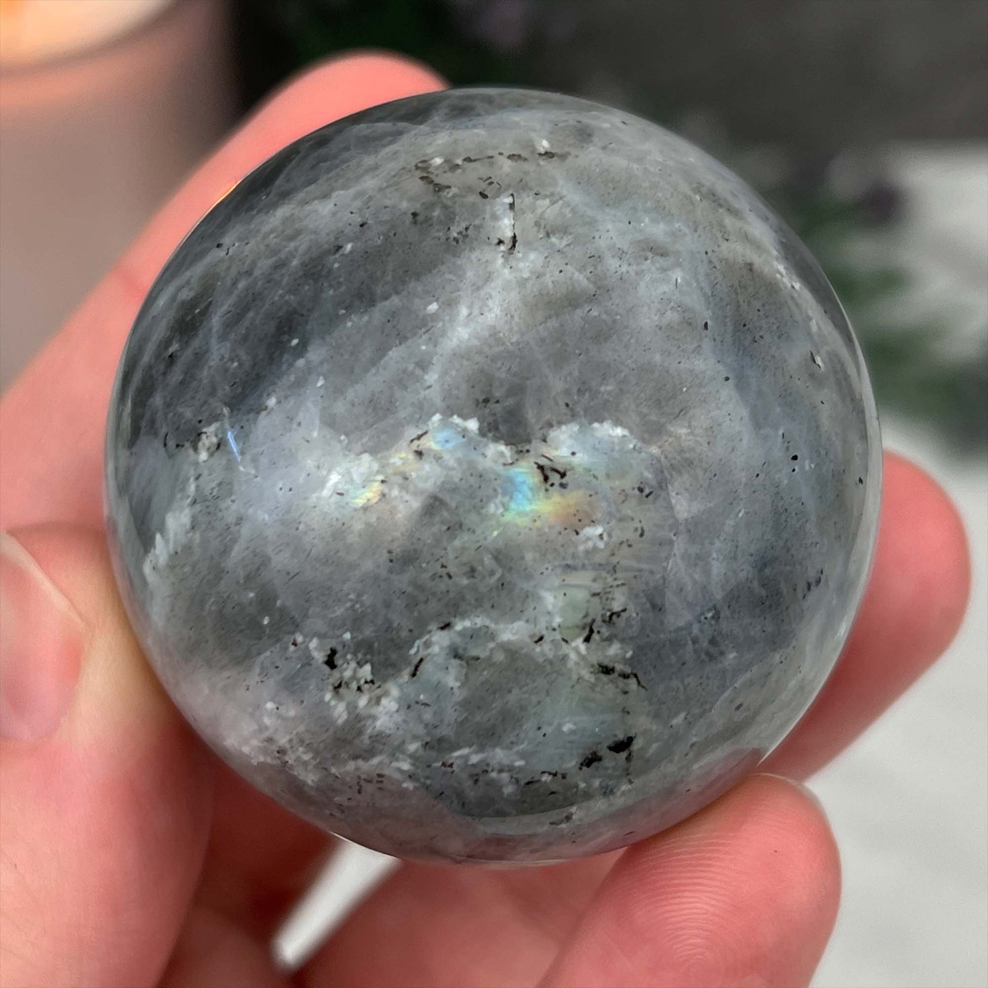 50mm Polished Rainbow Flash Labradorite Sphere