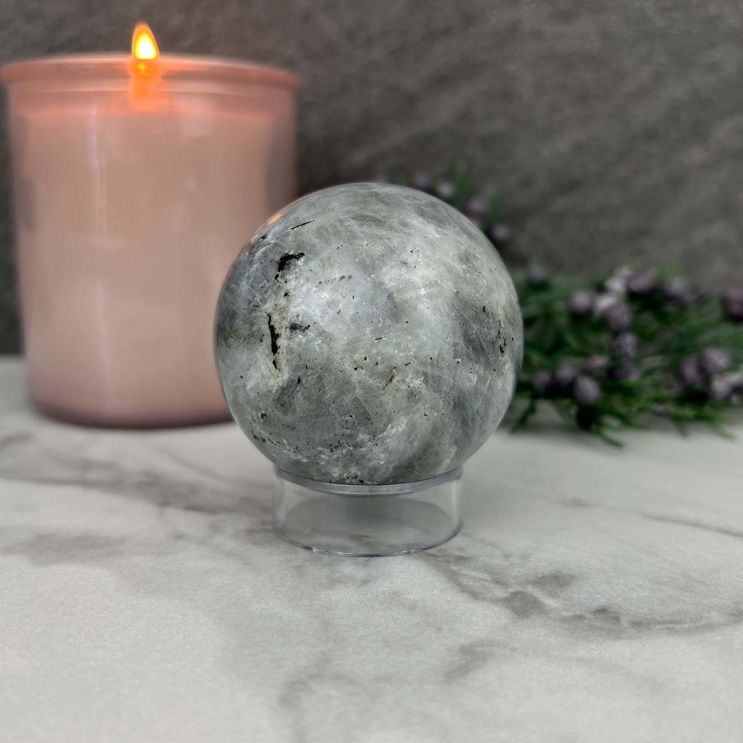 50mm Polished Rainbow Flash Labradorite Sphere