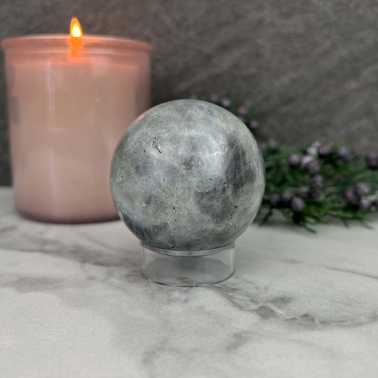 50mm Polished Rainbow Flash Labradorite Sphere