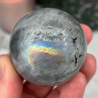 50mm Polished Rainbow Flash Labradorite Sphere