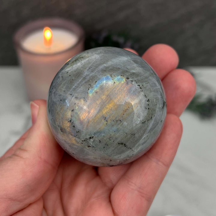 52mm Polished Rainbow Flash Labradorite Sphere