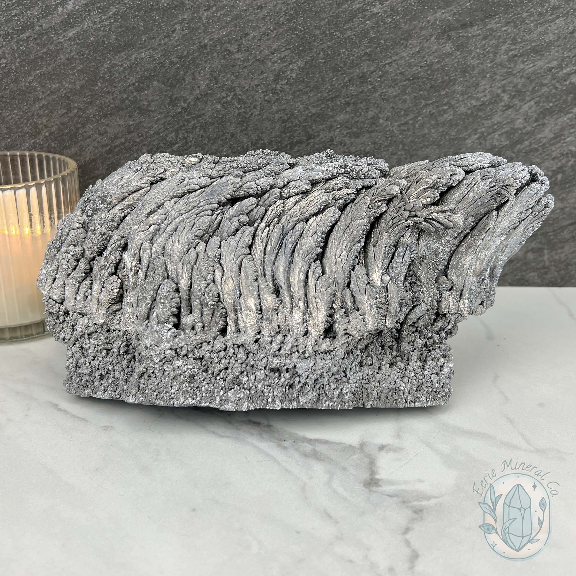 Large Raw Silver Magnesium Mineral Display Specimen – Eerie