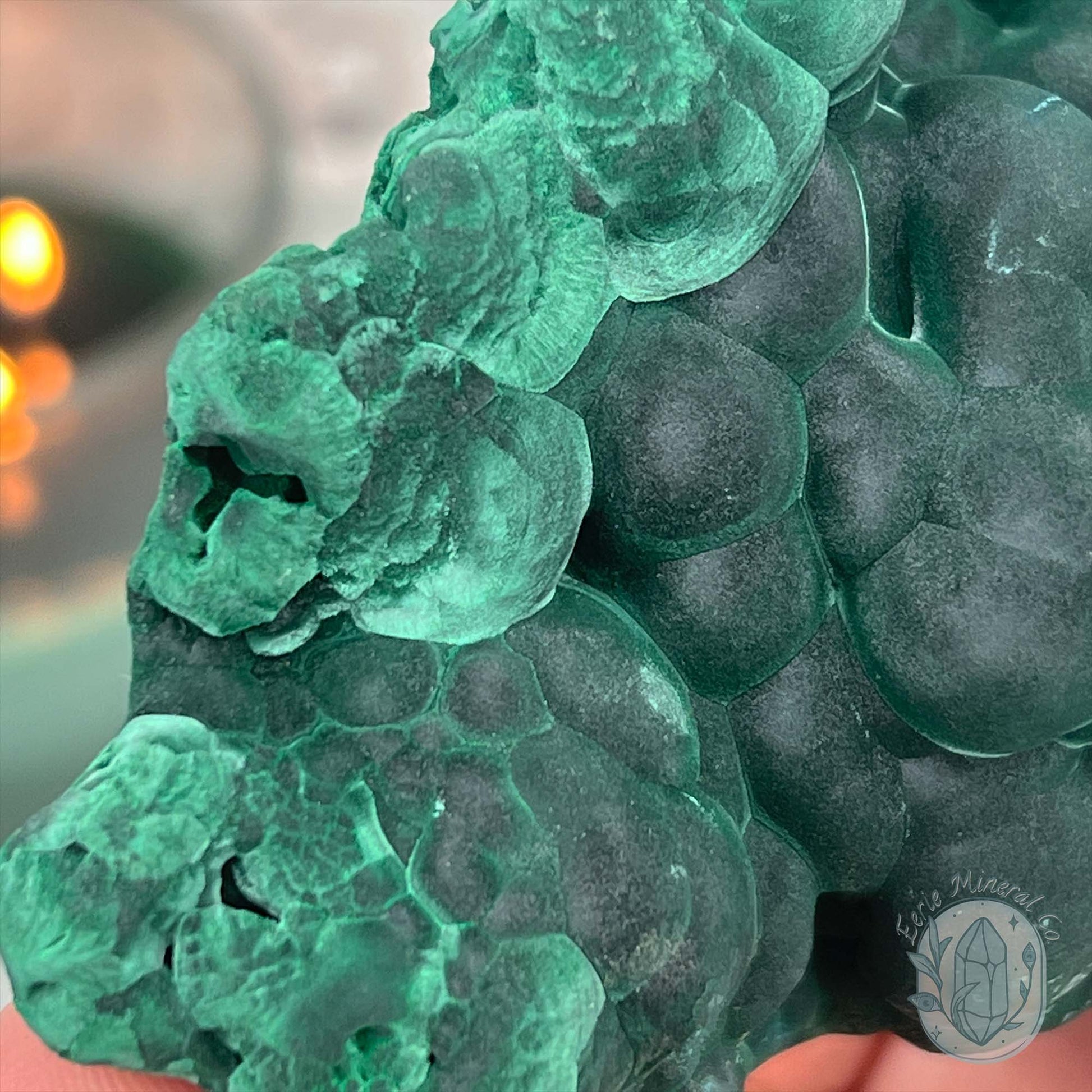 Silky Velvet Fibrous Malachite Specimen with Display Stand