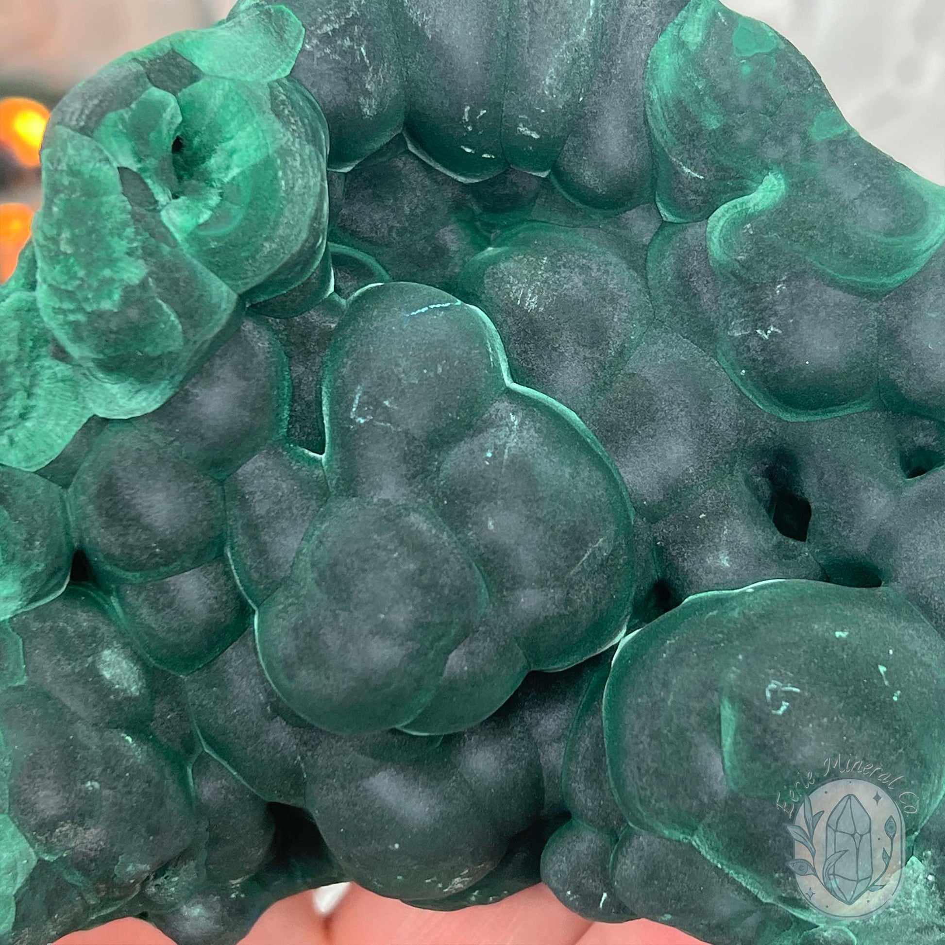 Silky Velvet Fibrous Malachite Specimen with Display Stand