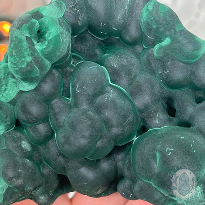 Silky Velvet Fibrous Malachite Specimen with Display Stand