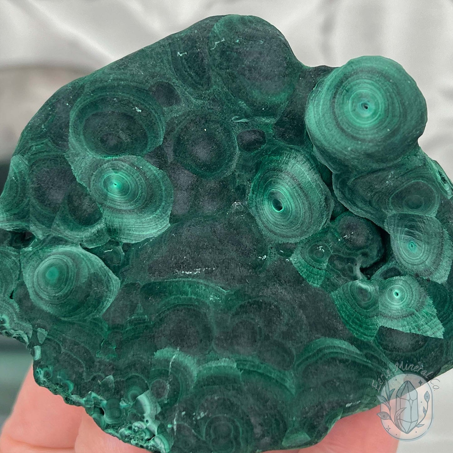 Silky Velvet Fibrous Malachite Specimen with Display Stand