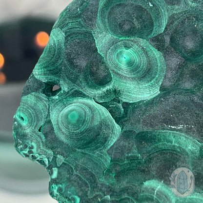Silky Velvet Fibrous Malachite Specimen with Display Stand