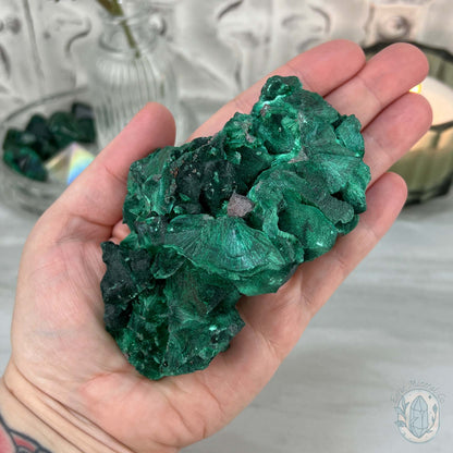 Fibrous Malachite Specimen with Display Stand