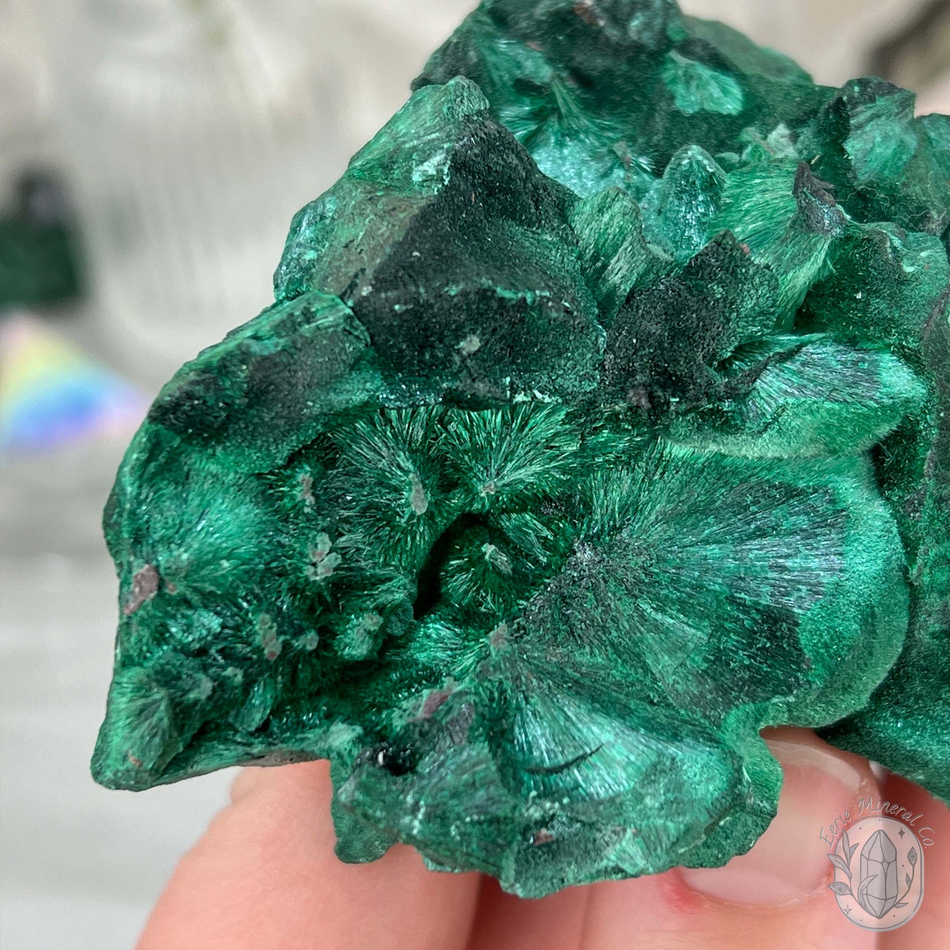 Fibrous Malachite Specimen with Display Stand