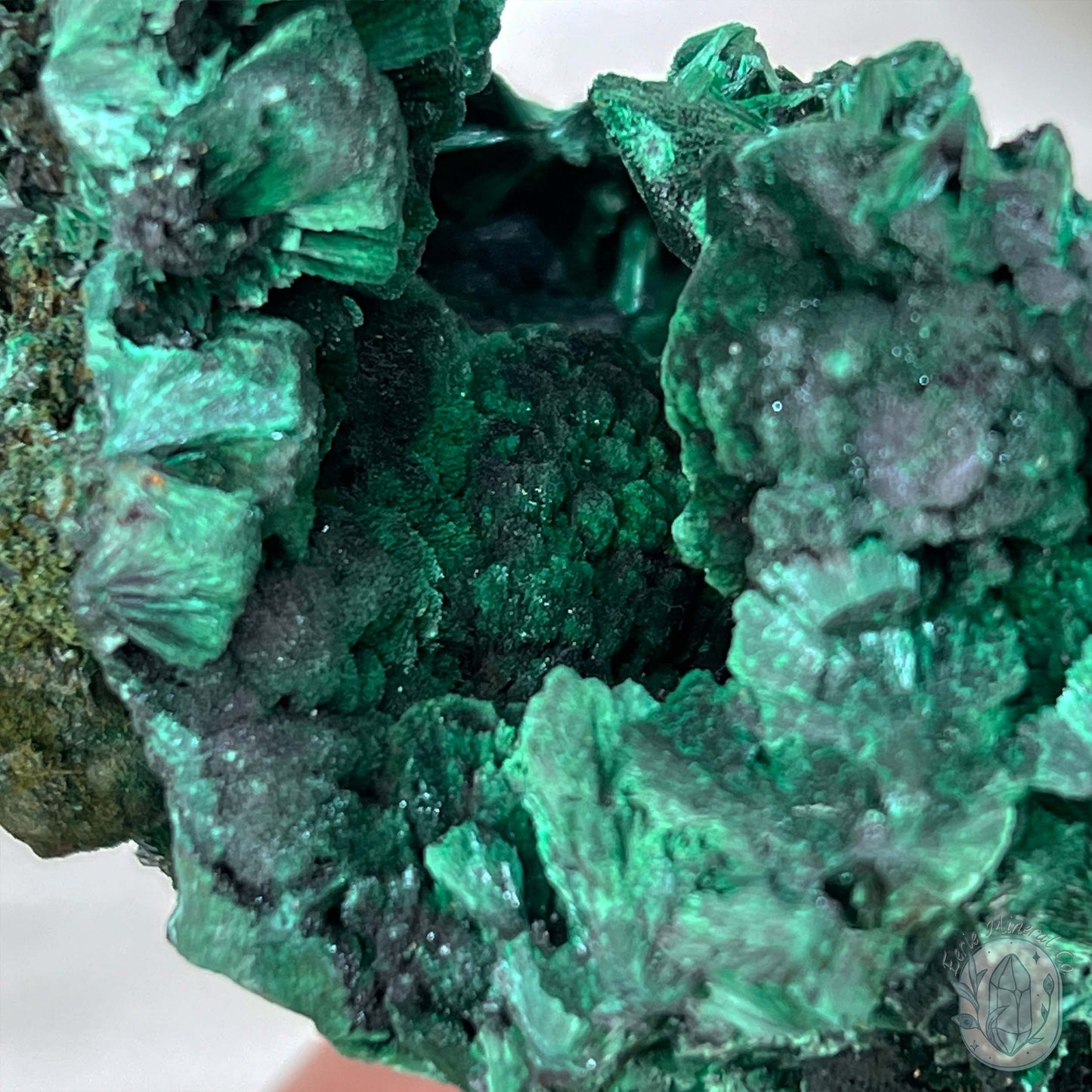 Fibrous Malachite Specimen with Display Stand