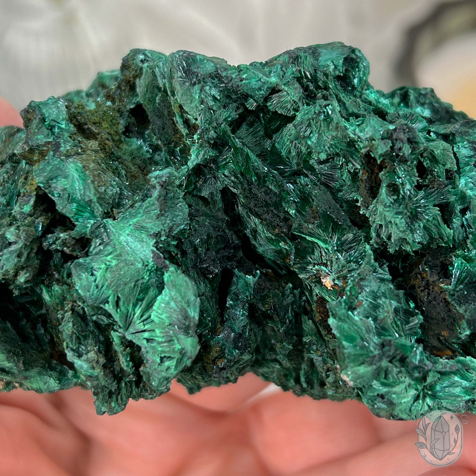 Fibrous Malachite Specimen with Display Stand