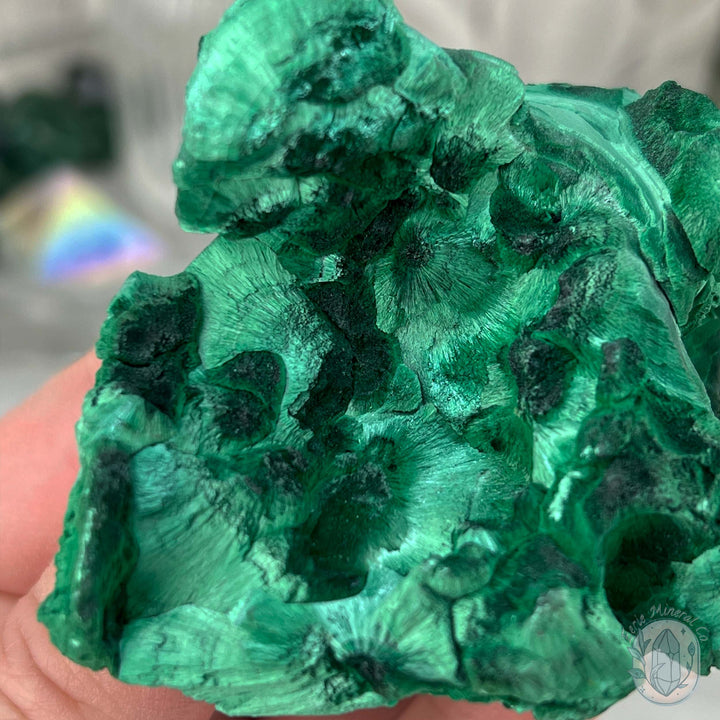 Fibrous Malachite Specimen with Display Stand