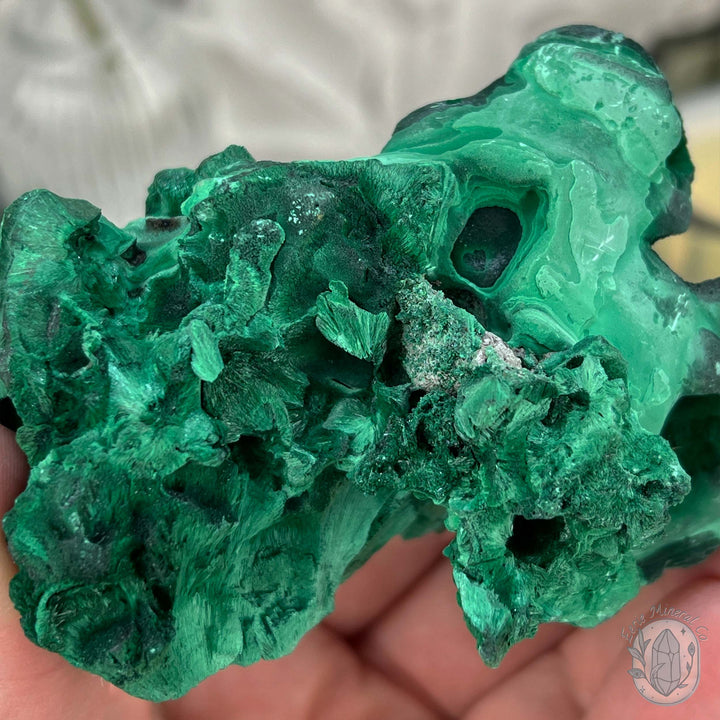 Fibrous Malachite Specimen with Display Stand