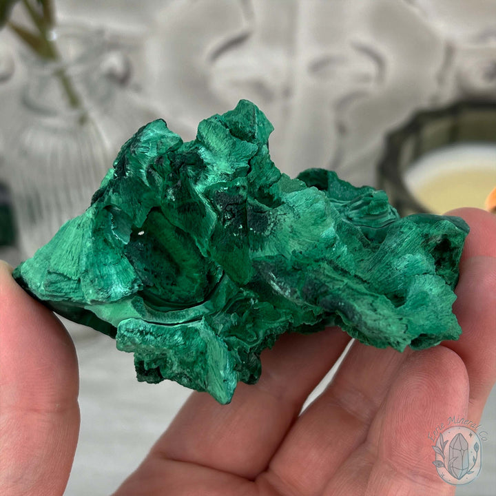 Fibrous Malachite Specimen with Display Stand