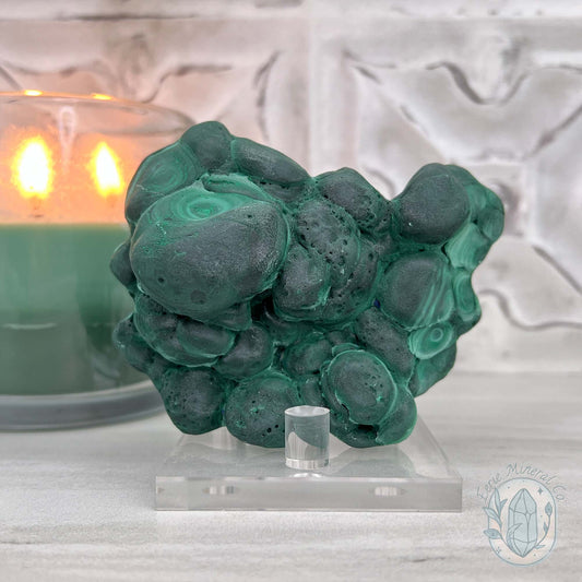 Silky Velvet Fibrous Malachite with Azurite Specimen
