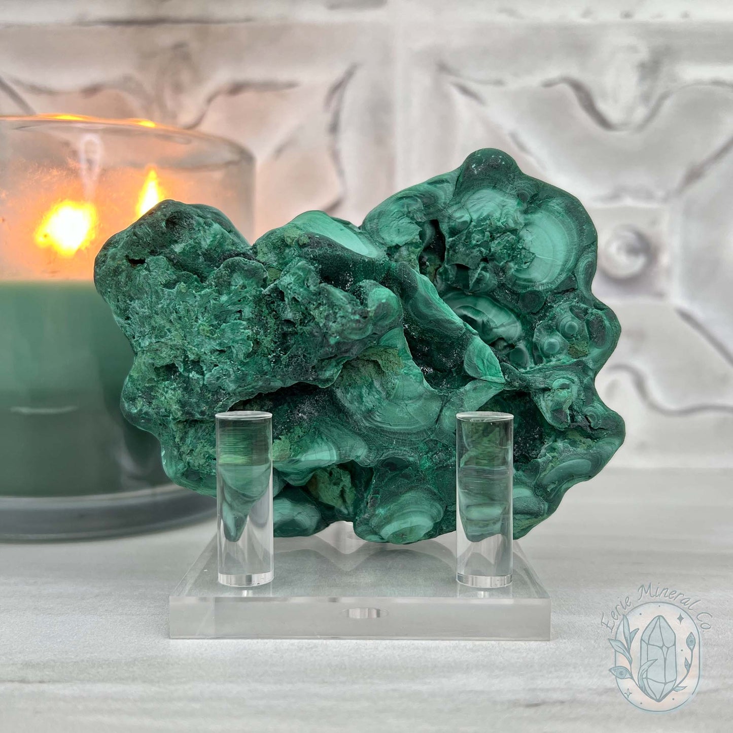Silky Velvet Fibrous Malachite with Azurite Specimen