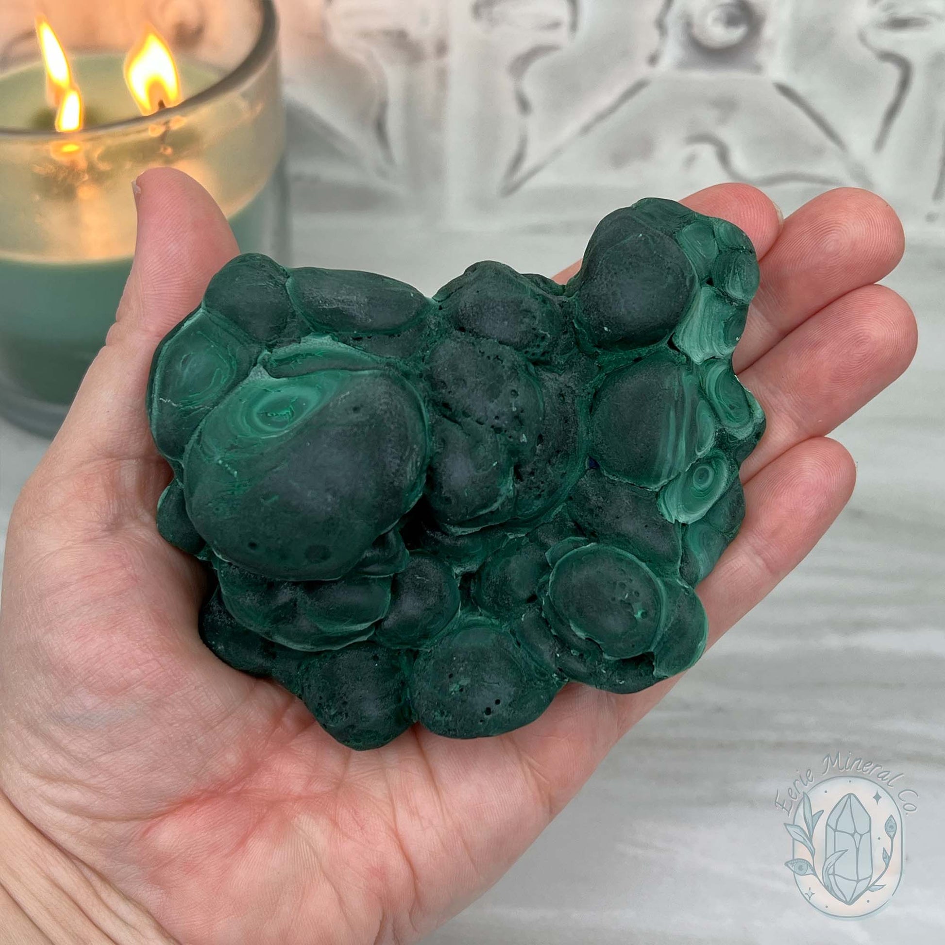 Silky Velvet Fibrous Malachite with Azurite Specimen