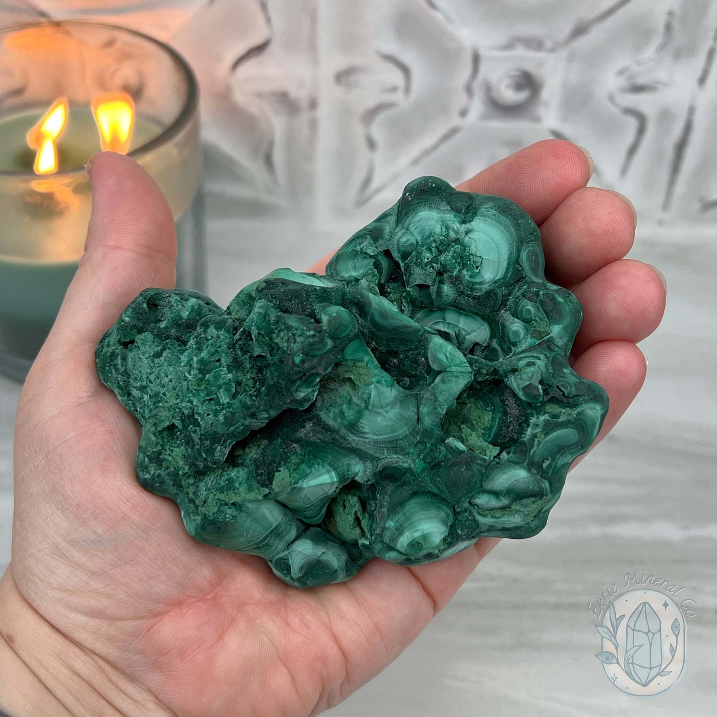 Silky Velvet Fibrous Malachite with Azurite Specimen